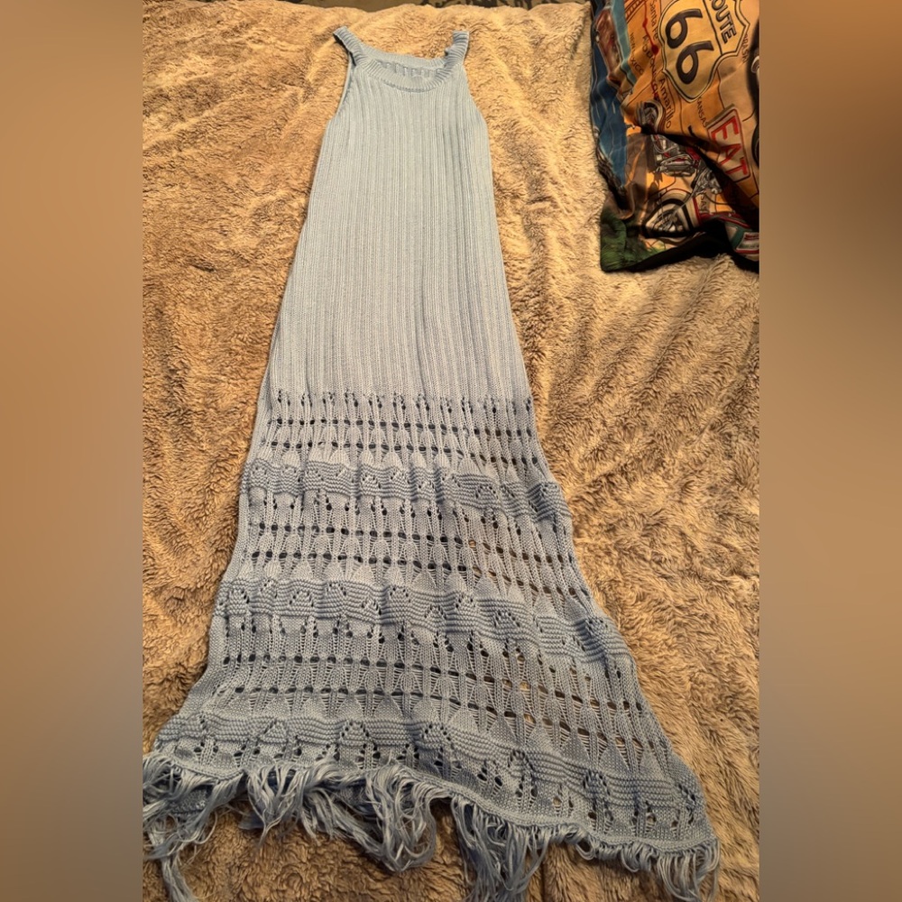 Light Blue Knit Maxi Dress